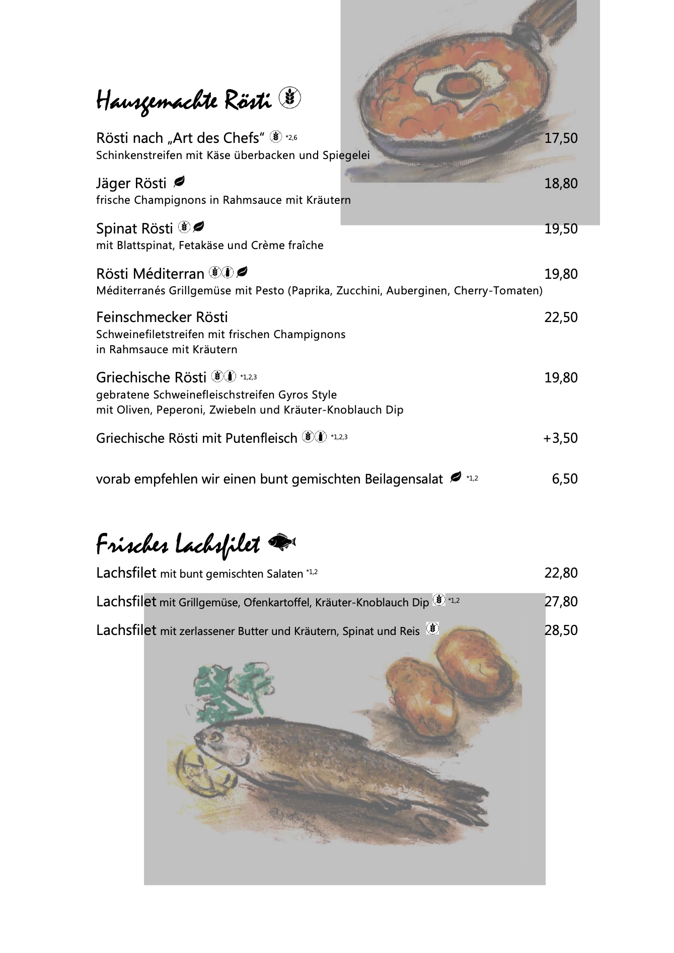 Speisekarte Deutsch Seite 2